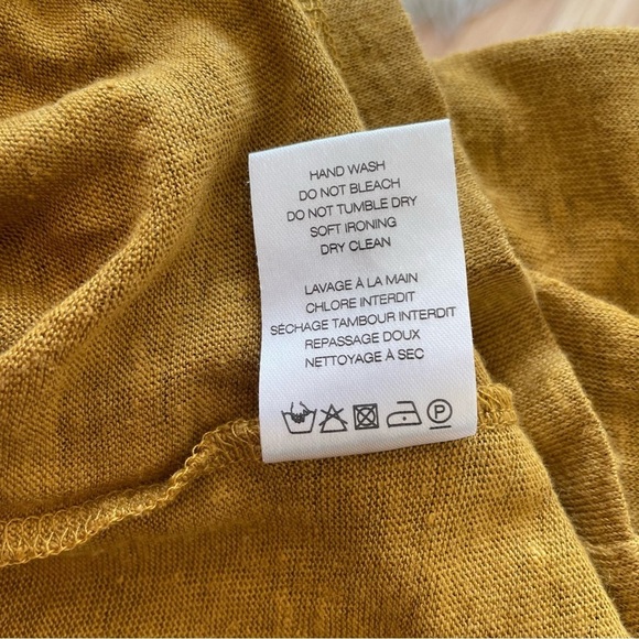 IRO Tobacco Brown Yellow Linen Grommet Lace Up Shoulder Ibex Top EUC Size Small - Picture 9 of 10